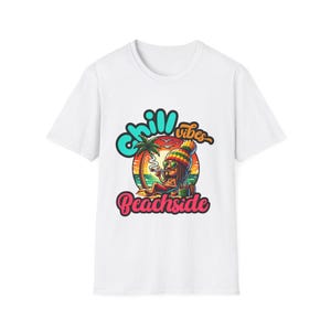 Chill Vibes Beachside T-Shirt | Tropical Sunset Rasta Palm Design
