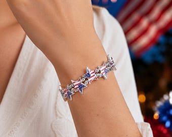 Armband met patriottische sterkralen, Amerikaanse vlag Independence Day-sieraden