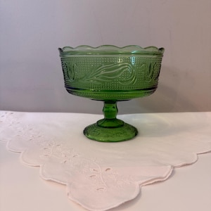 Emerald Green Glass Pedastal Compote Bowl