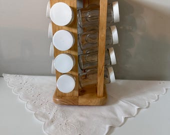 Turntable Spice Rack with Glass Spice Jars