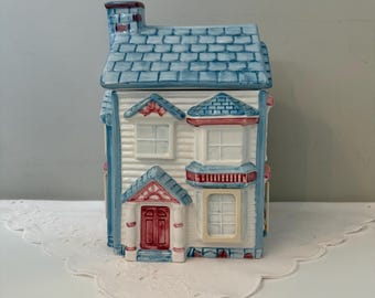 Vintage Ceramic Victorian House Cookie Jar