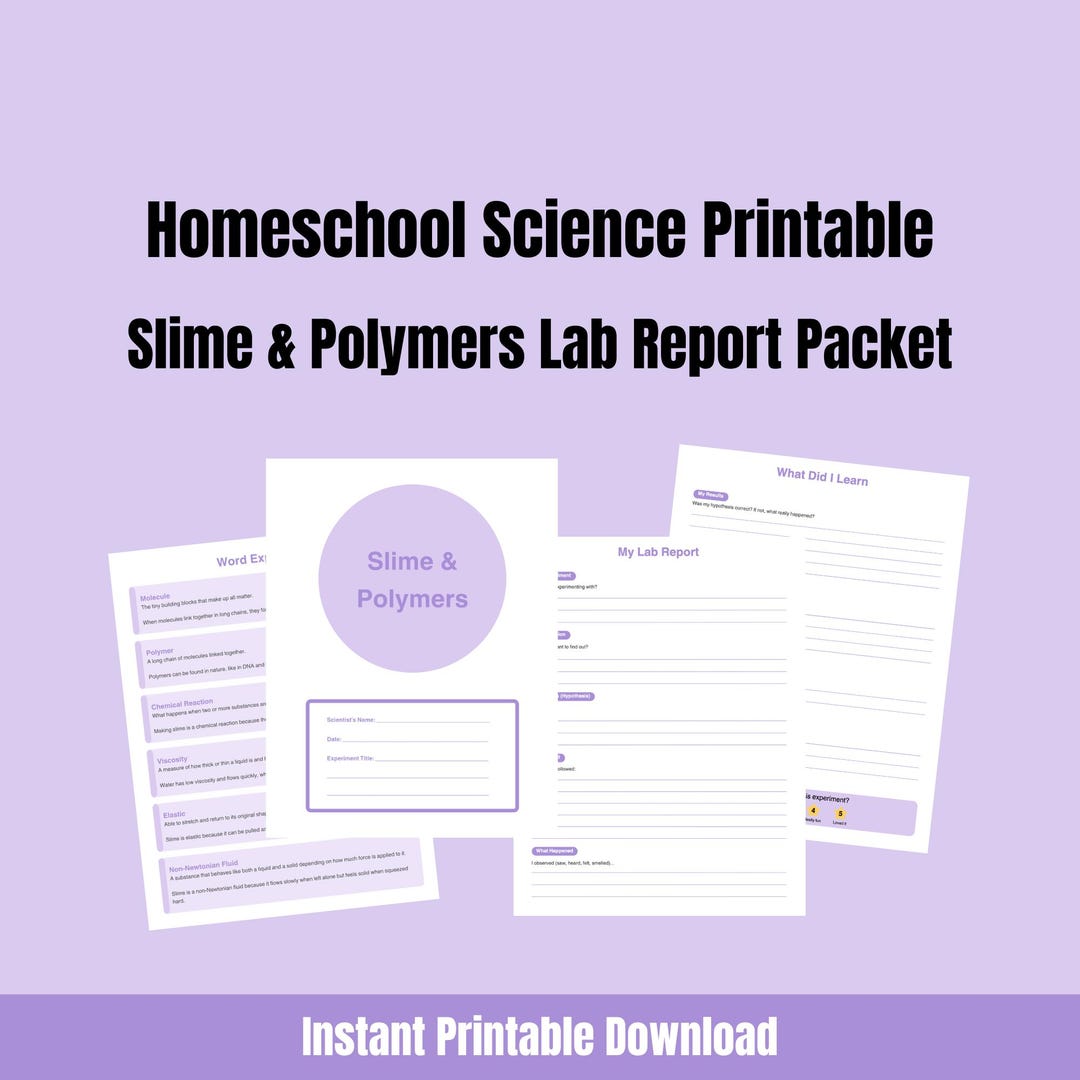 Homeschool Science Printable | Slime & Polymers Lab Report Packet ...