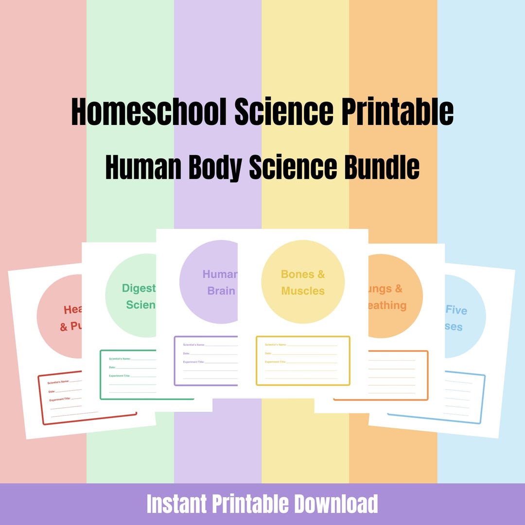 Homeschool Science Printable | Human Body Bundle | Elementary Science ...