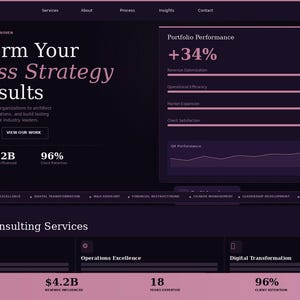 Consulting Business WordPress Theme Template Midnight Purple Black Rose Gold White