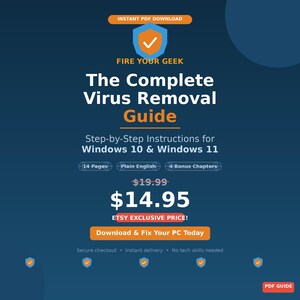 Guía para eliminar virus (PDF) / Limpieza paso a paso del ordenador / Windows 10 y 11 / Solución de malware / Descarga digital