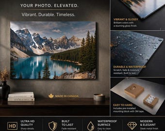 Impresión fotográfica personalizada en metal – Arte de pared en aluminio brillante, resistente al agua, 8x10”, 8x12”