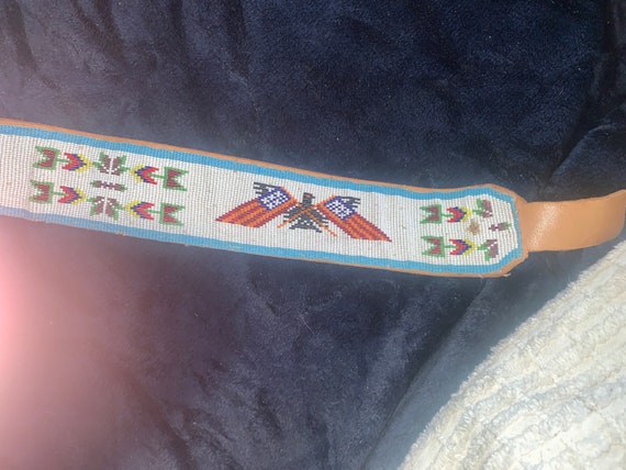 20s/30s Rare Collectible BEADED FLAG EAGLE Belt U… - image 6