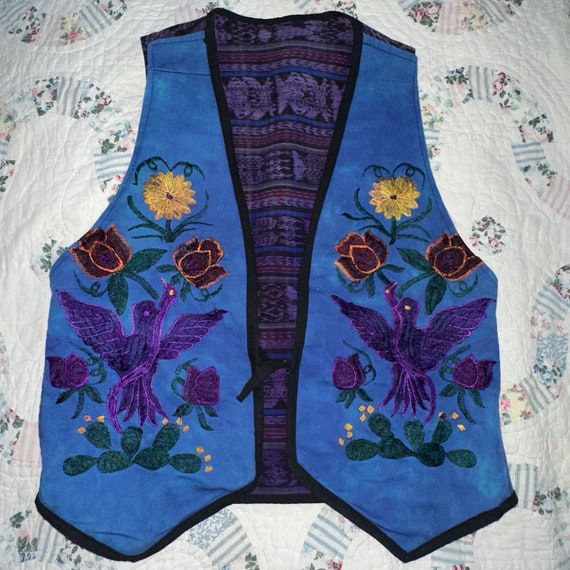 Vibrant EMBROIDERED PERUVIAN 2 sided Woven VEST