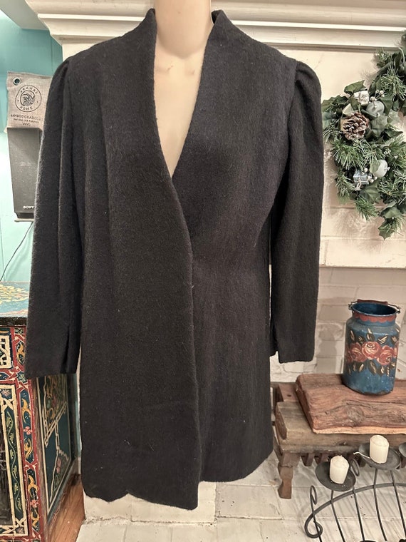 Rare 70's AUSTIN-ZUUR HALSTON Black Wool Coat - image 1