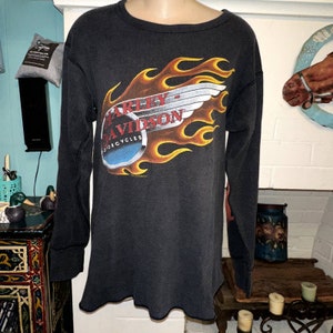 1992 HARLEY Thick THERMAL 2 SIDED Long Sleeve Tee Top Hoboubek
