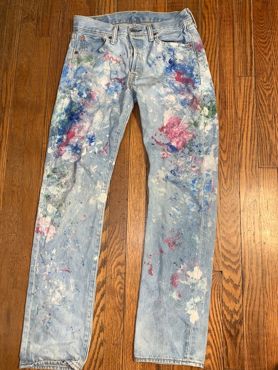 Paint Splatter Levis 501 Jeans - Etsy 