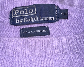 70's/80's POLO by RALPH LAUREN Lavender Cashmere Cabled Sweater 46
