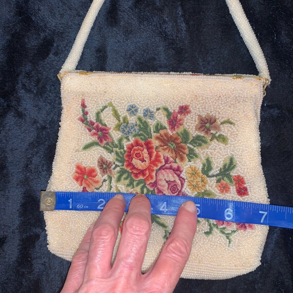 50’s 60’s GLASS Beaded and PETIT POINT Bag - image 9