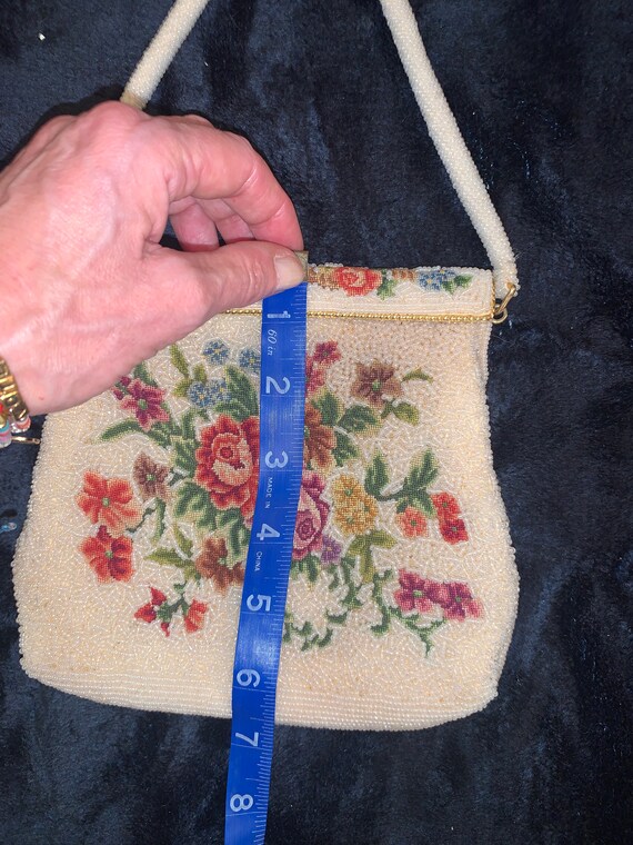50’s 60’s GLASS Beaded and PETIT POINT Bag - image 10