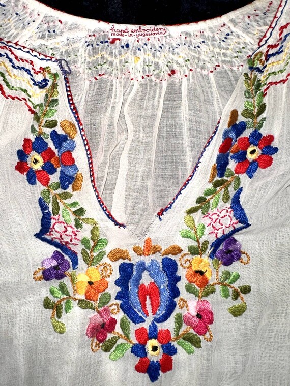 Antique HAND EMBROIDERED YUGOSLAVIAN Peasant Blou… - image 3