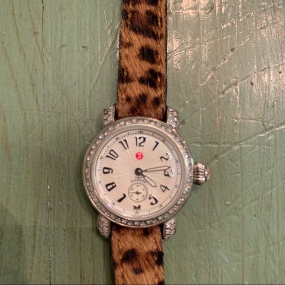 MICHELE CDX DIAMOND Petite Watch Leopard Band Worn Once - Etsy display picture 2