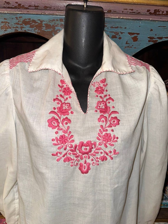 Long Sleeved PINK Embroidery HUNGARIAN PEASANT Blo