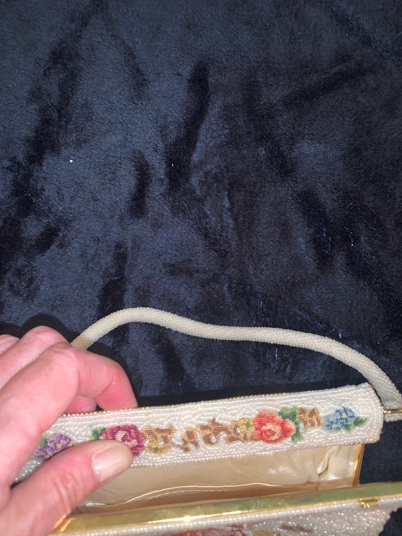 50’s 60’s GLASS Beaded and PETIT POINT Bag - image 6