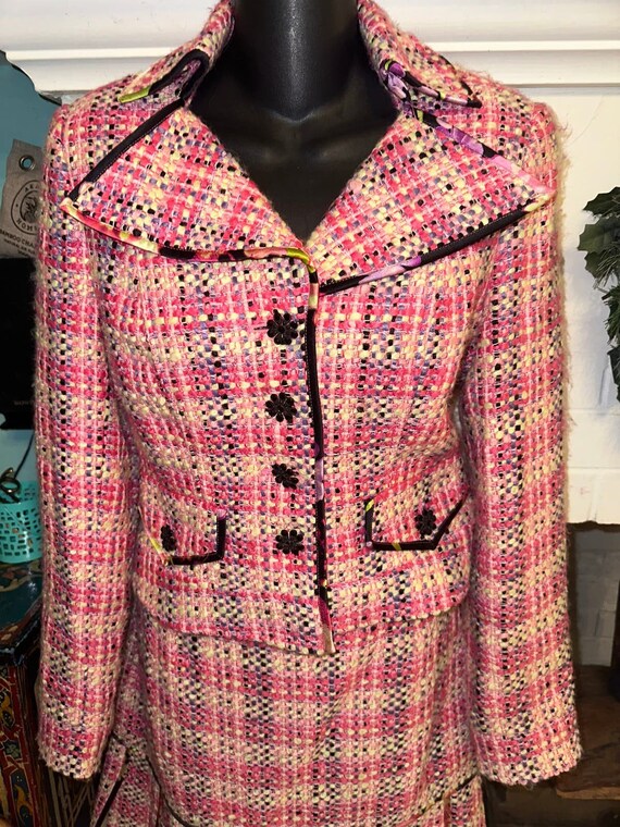 KAY UNGER Pink TWEED Suit Skirt & Jacket S