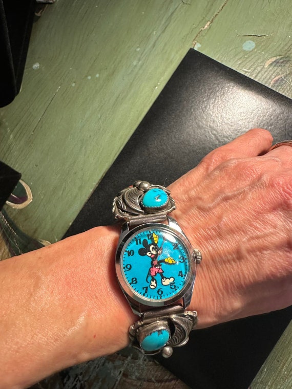 STERLING Silver TURQUOISE Coral Watchband w/ Turq… - image 1