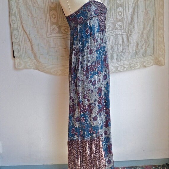 Silk Chiffon Patchwork Mixed Florals Maxi Slip Dre