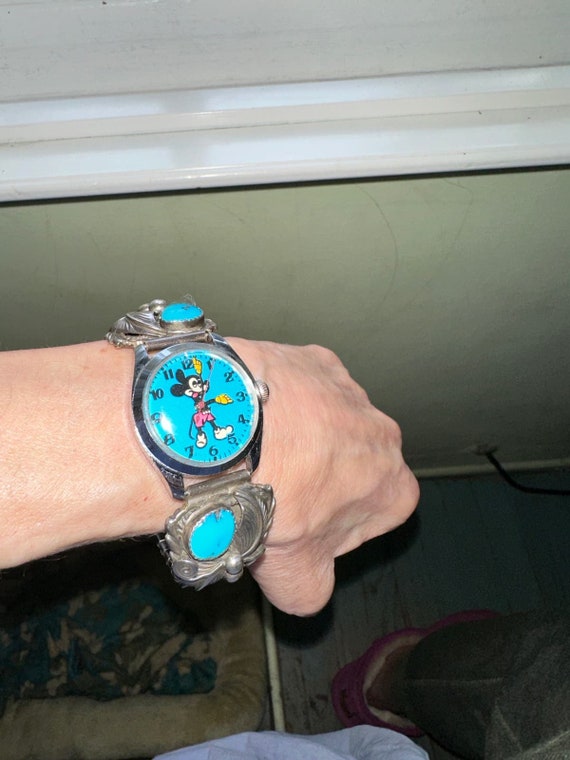 STERLING Silver TURQUOISE Coral Watchband w/ Turq… - image 8