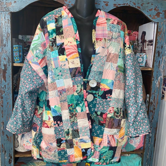 Heavy PATCHWORK QUILT JACKET Cottagecore - image 2