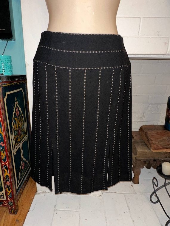 GIANFRANCO FERRE Black Wool Panel Skirt Italy 42 … - image 1