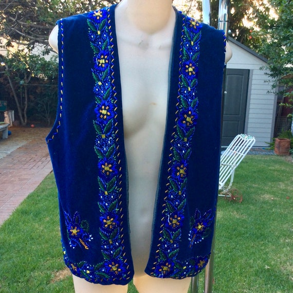 Outstanding Romanian Royal Blue Velvet Intricately