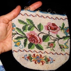 VIBRANT MICRO BEADED Floral Pouch Bag