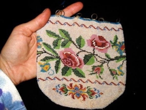 VIBRANT MICRO BEADED Floral Pouch Bag - image 1