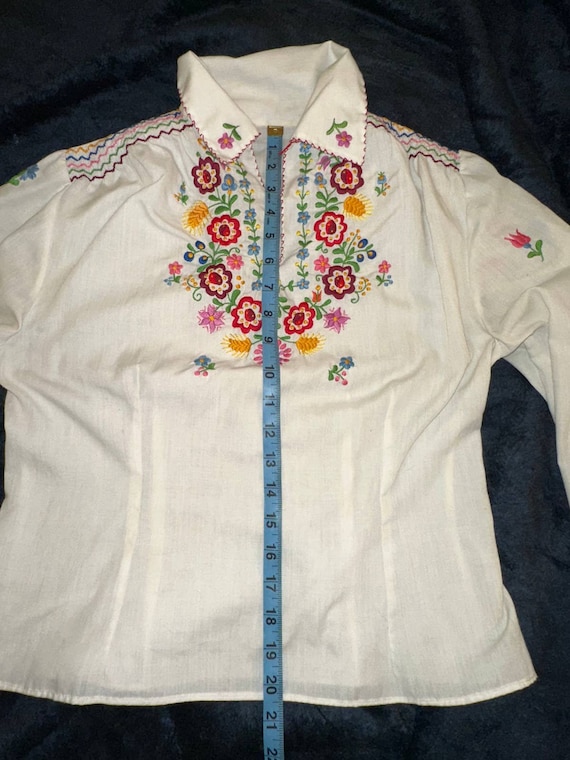 Long Sleeved EMBROIDERED HUNGARIAN PEASANT Top Bl… - image 6