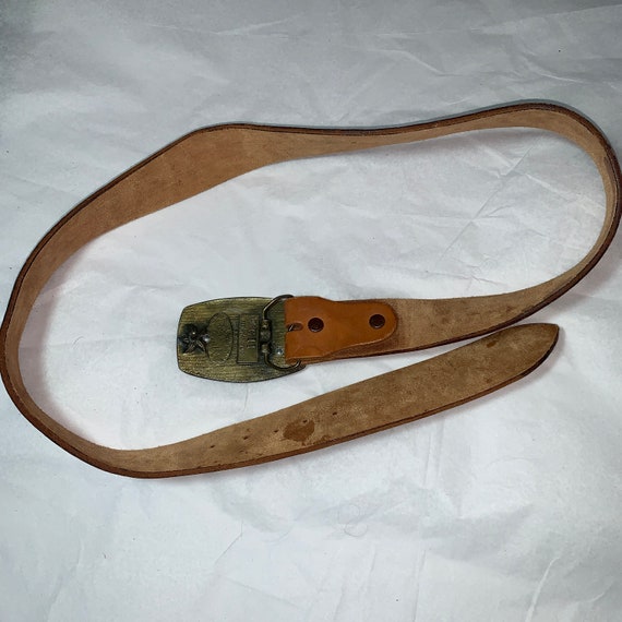 Unisex 70's TOOLED Western Leather Belt w/ ENAMEL… - image 6