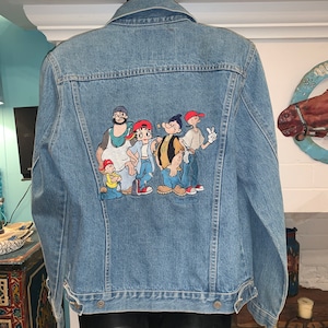 Nineties "TOO CUTE" Guetta Bros POPEYE Characters Denim Jacket Unisex