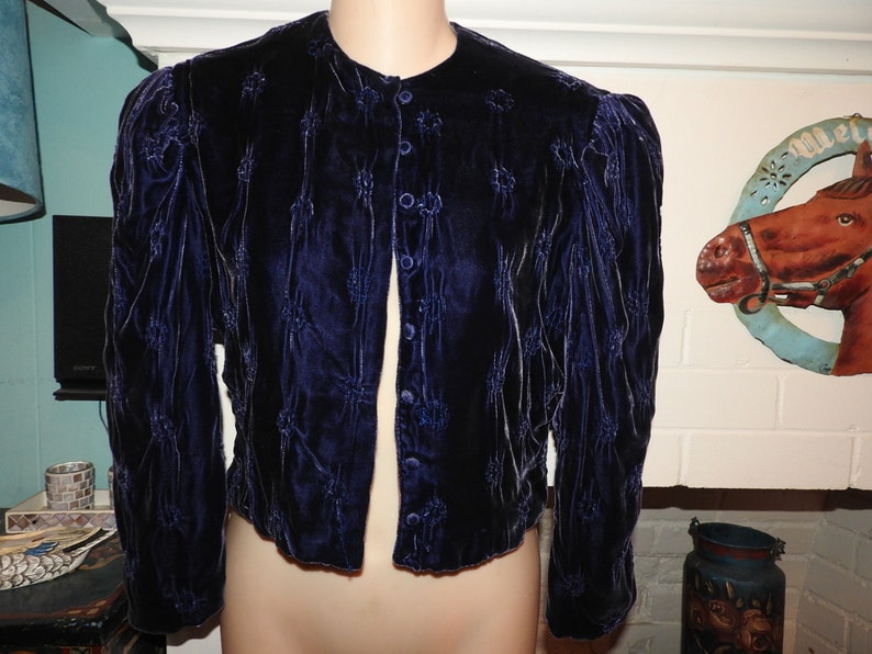 Unique Victorian/edwardian Blue Textured Velvet Jacket - Etsy