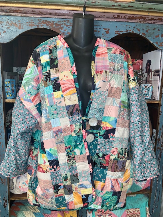 Heavy PATCHWORK QUILT JACKET Cottagecore