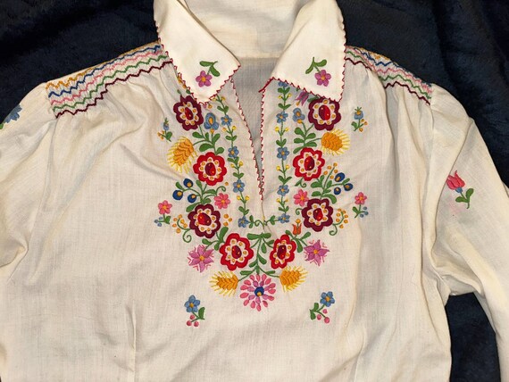Long Sleeved EMBROIDERED HUNGARIAN PEASANT Top Bl… - image 2