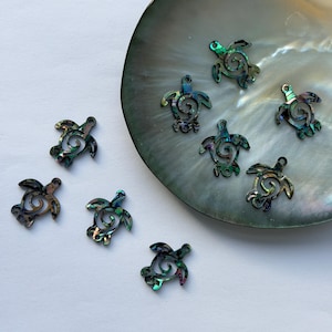 2 st handsnidade abalone-sköldpaddspärlor för örhängen, armband och halsband - Y729