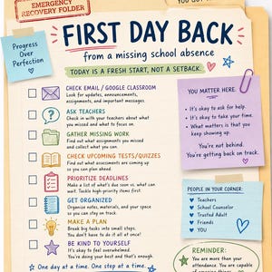 School Absence Recovery Toolkit | Missing Work Catch Up Planner | Student Attendance Support Printable