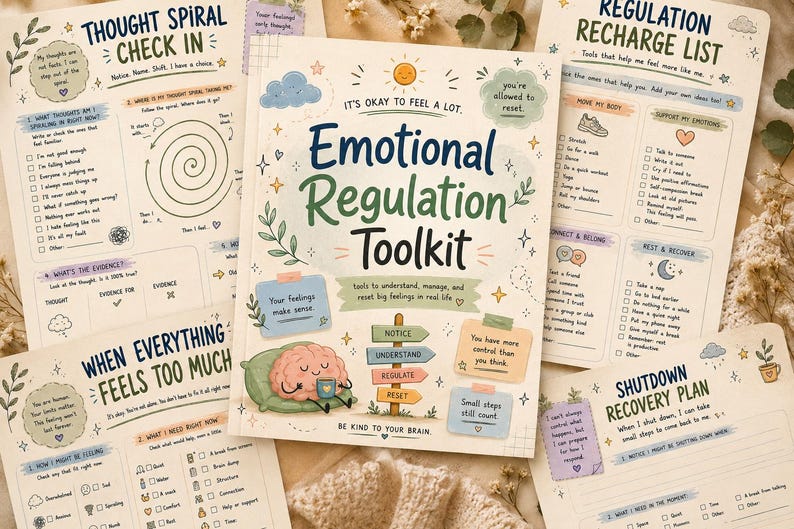 Emotional Regulation Toolkit for Teens | Calm Down Worksheets, Anxiety ...