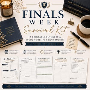 Finals Week Survival Kit | Study Planner, Exam Prep Toolkit (Digital Download)