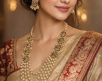 Traditional Gold Jhumka Earrings with Pink Stones | Indian Ethnic Bridal Saree Jewellery