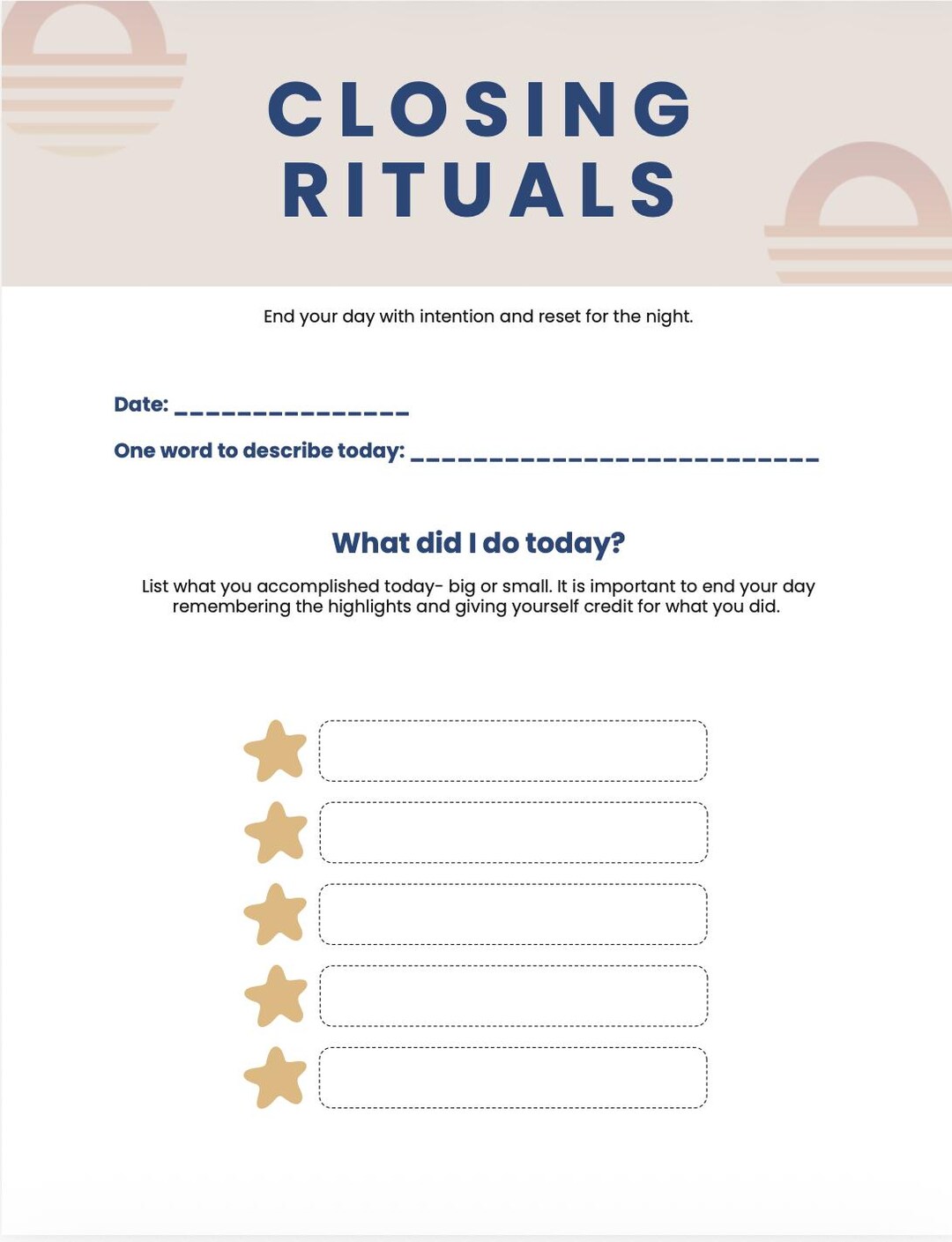 Closing Ritual Worksheet | End of Day Routine & Mental Reset Printable ...