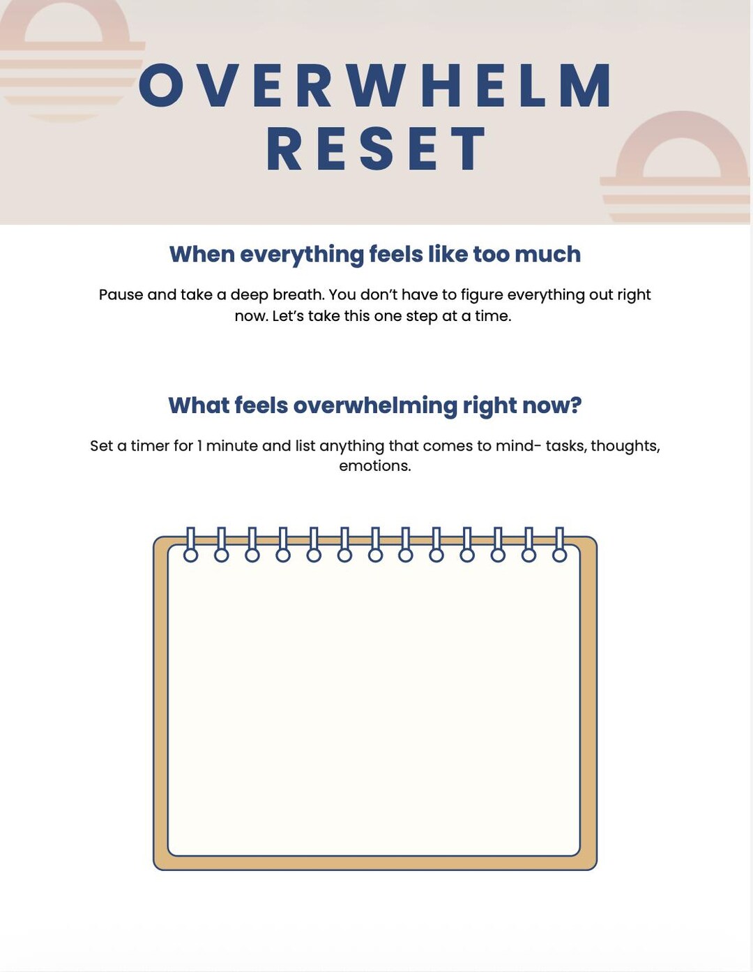Overwhelm Reset Worksheet for ADHD | Brain Dump & Mental Clarity ...