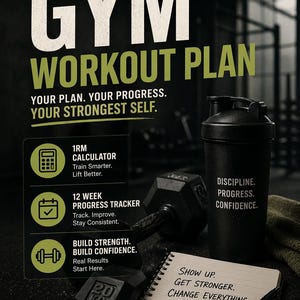 Beginner Gym Guide | 4 Days Per Week | 1RM Calculator | 12 Week Progress Tracker