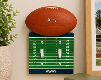 Personalized Football Light Switch Cover, Custom Name Sports Room Decor