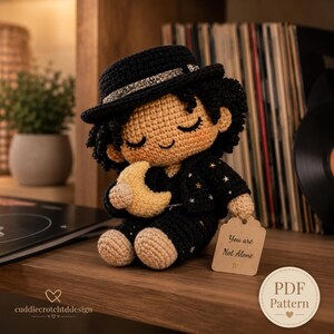 Michael Jackon, King of Pop Moonwalker Crochet Doll Pattern, Elegant Amigurumi Plush Tutorial, Easy Celebrity Doll Pattern, Digital PDF