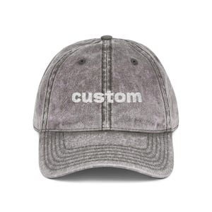custom text washed hat/customise text on hat for him or her gift