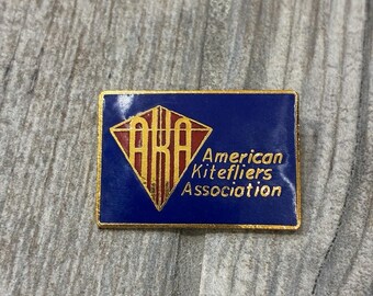 Vintage AKA American Kitefliers Association Enamel Lapel Pin Blue Gold Kite Logo
