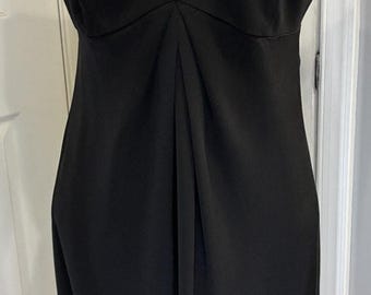 Vintage 90’s Scaravelli 100% Silk Black Cocktail Dress Size 6 Lace V-Neck Shift